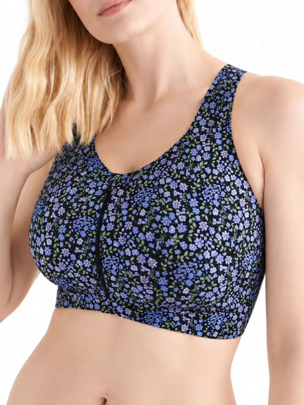 KNIX Catalyst Front Zip Sports Bra Floral 7 36DD 36E 38DD Cross Back Running